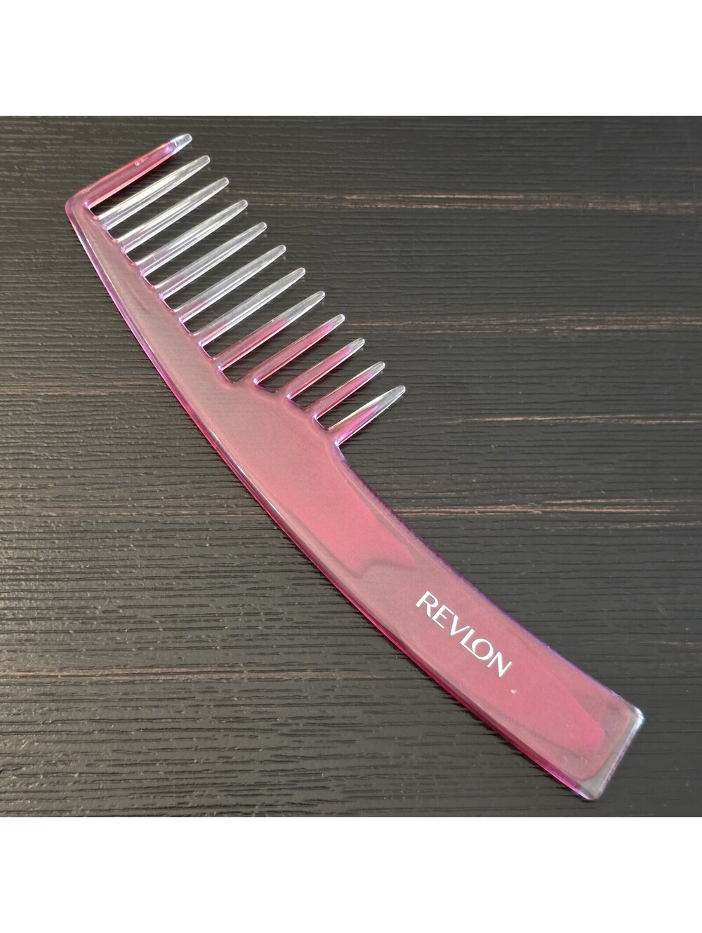 Vintage Revlon Pink Clear Wide Tooth Detangling Hair Comb Acrylic EUC